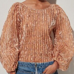 Rachel Comey Metallic Peach Swoop Blouse